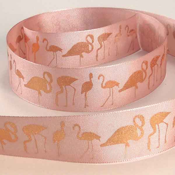 25 mm Rose Gold Flamingo Ribbon Metallic - Berisfords