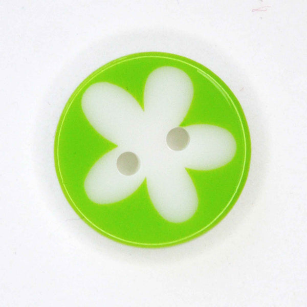 17 mm Flower Light Green 2 Hole Buttons - Pack of 10