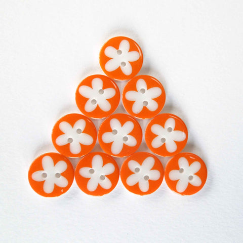 17 mm Flower Orange 2 Hole Buttons - Pack of 10