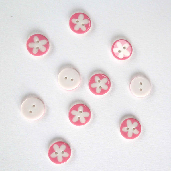 17 mm Flower Light Pink 2 Hole Buttons - Pack of 10