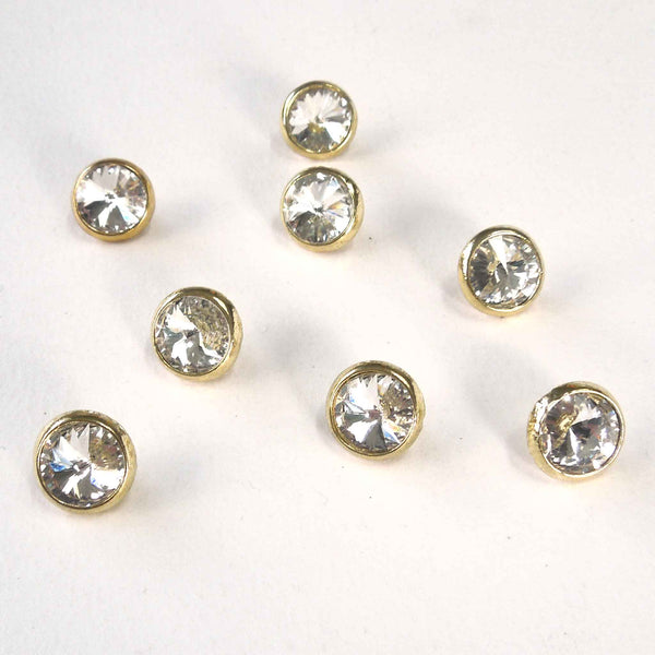 14mm Decorative Crystal Button - Gold Metal Shank