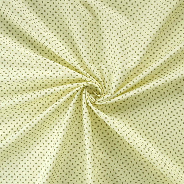 Small Polka Dot Cotton Poplin Fabric Green on Cream - Rose & Hubble