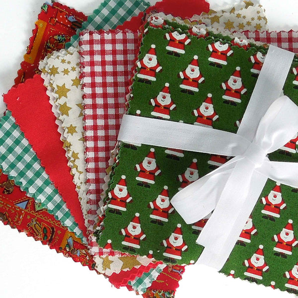 Green Christmas Santa Patchwork Pack - 5 x 5inches