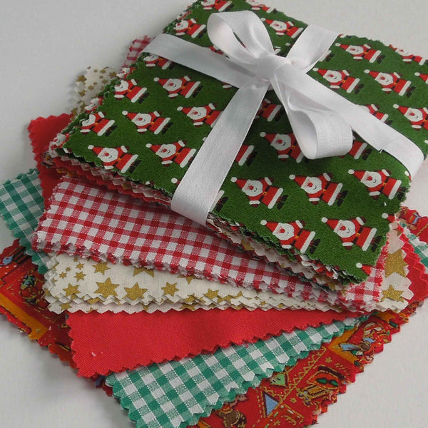 Green Christmas Santa Patchwork Pack - 5 x 5inches