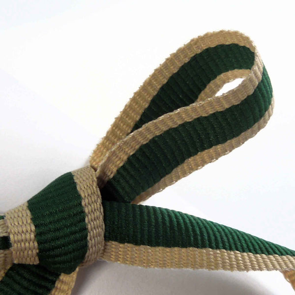 15mm Oatmeal Stripe Ribbon - Green - Berisfords
