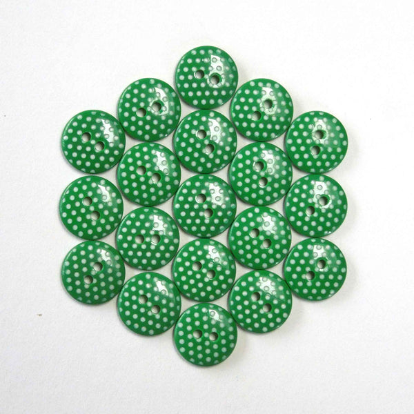 20 mm Green Microdot 2 Hole Buttons, Pack of 8