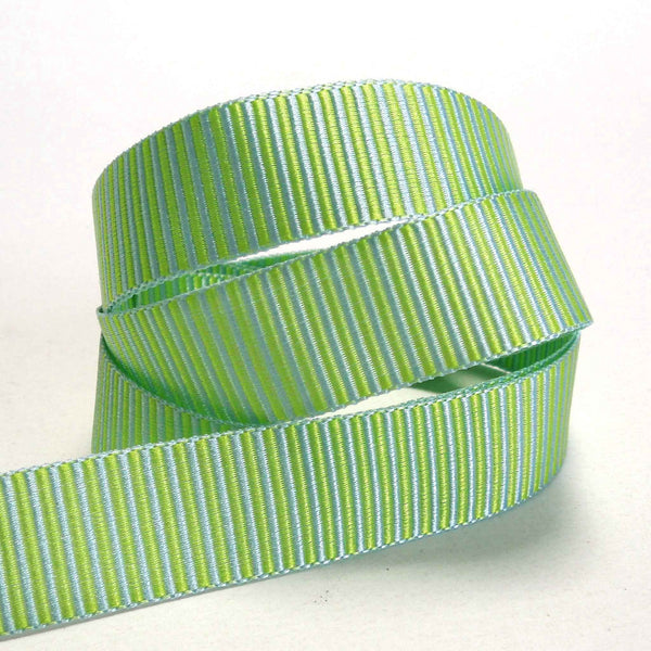 Striped Grosgrain Ribbon Blue and Yellow - Berisfords - 16mm