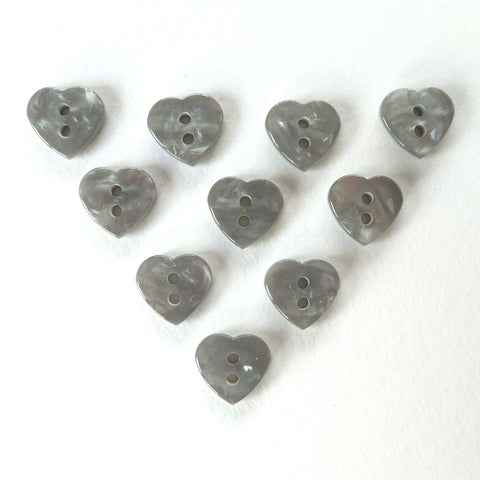 12 mm Grey Heart Trimits 2 Hole Buttons, Pack of 10