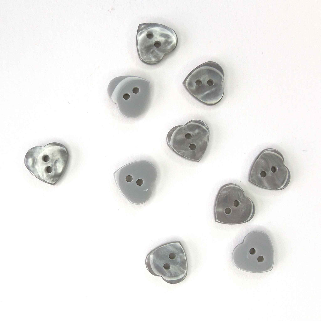 12 mm Grey Heart Buttons, Trimits 2 Hole Buttons, Pack of 10 – Fabric and  Ribbon