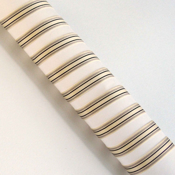 10mm Deckchair Stripe Ribbon Grey - Berisfords