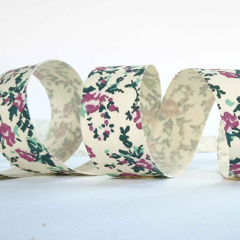25mm Lilac Small Floral Cotton Ribbon
