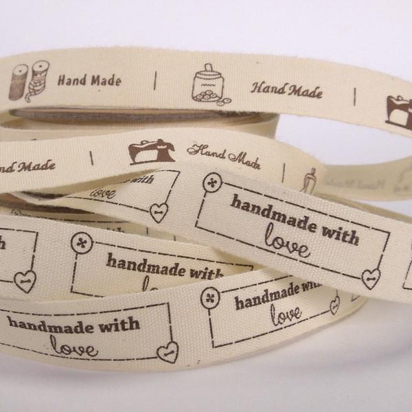 15mm Handmade With Love Cotton Ribbon