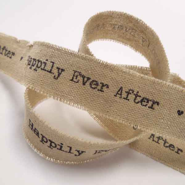 22mm Happily Ever After Wedding Ribbon - Frayed Edge Linen and Cotton