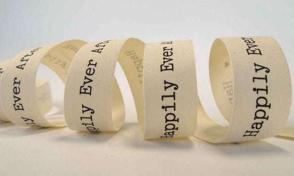 22mm Wedding Happily Ever After - Cream Cotton Ribbon