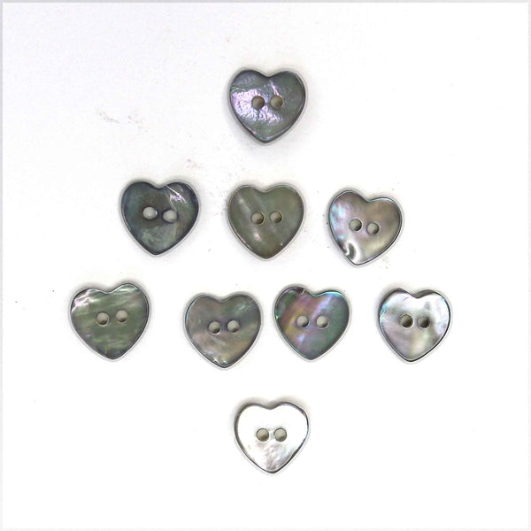 11mm Heart Natural Shell 2 Hole Buttons - Pack of 9