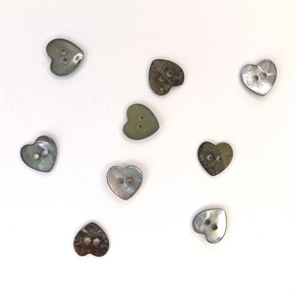 11mm Heart Natural Shell 2 Hole Buttons - Pack of 9