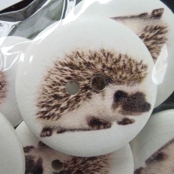 S&W Wooden Craft Buttons Hedgehog 18mm and 25mm - Pack of 15