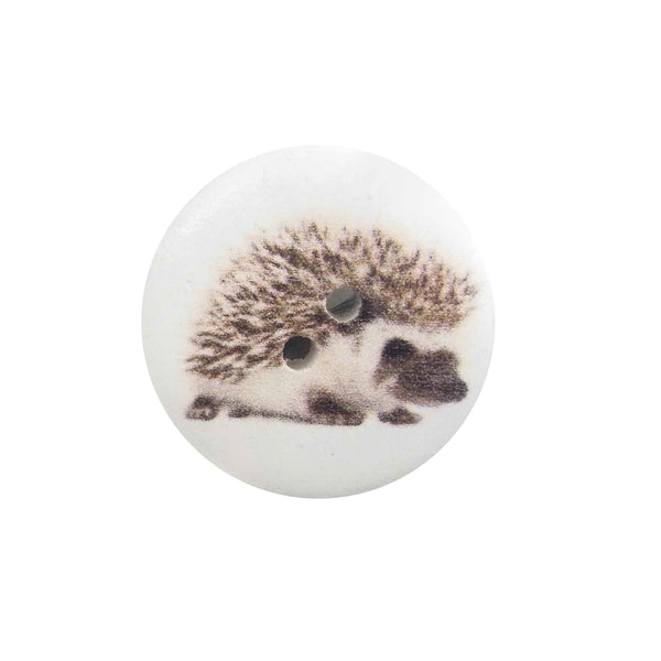 S&W Wooden Craft Buttons Hedgehog 18mm and 25mm - Pack of 15