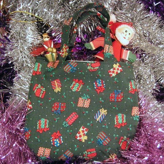 Christmas Little Handbags Handmade Xmas Cotton Lined Gift Bags