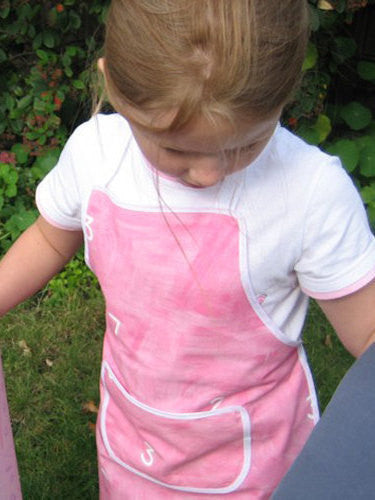 Personalized Girls Child's and White Numbers Apron with Pocket, Children's Personalised Pink Cotton Apron, Ages 2 - 6 yrs