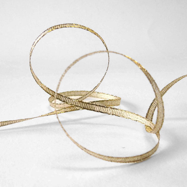 3mm Gold Metallic Craft Ribbon on Wooden Bobbin - 5 Metres