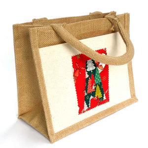 Christmas Jute Bag Personalised Design Your Own - Natural with Pocket