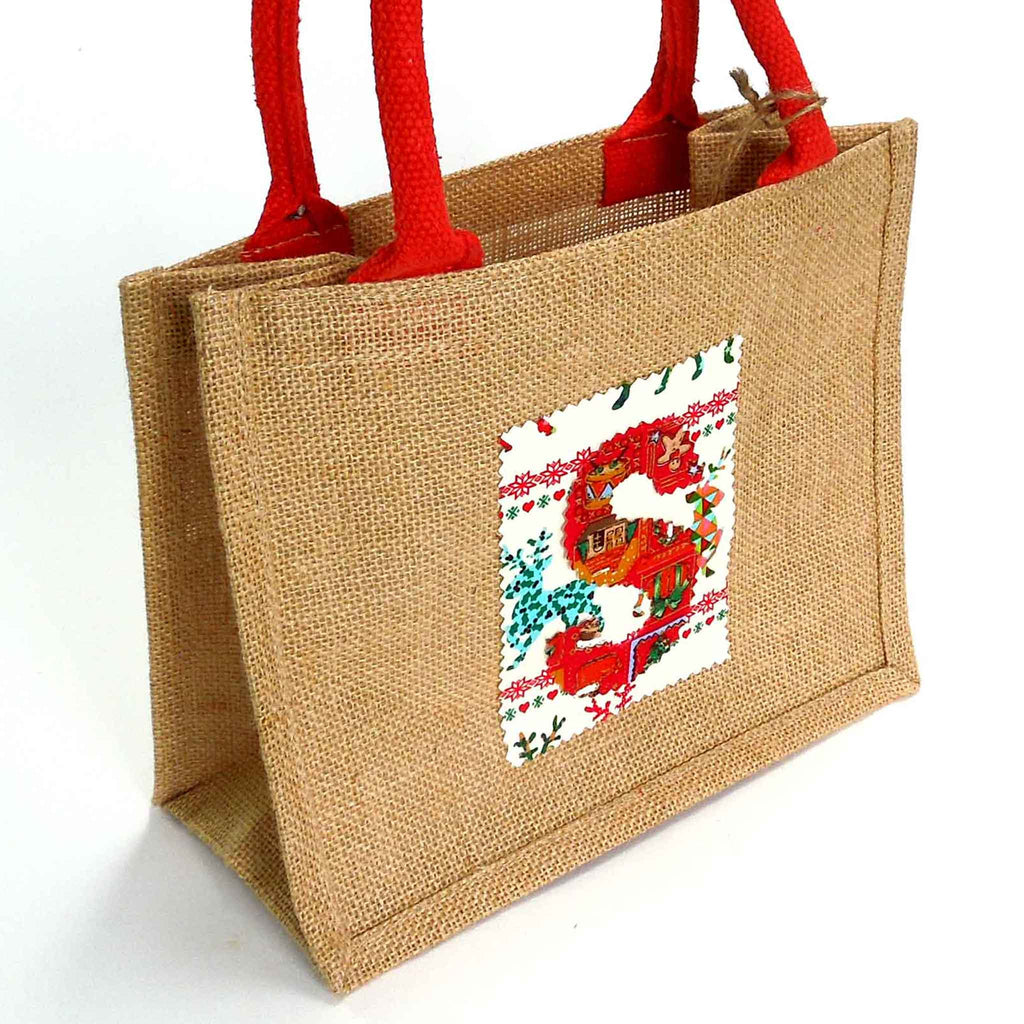 Christmas Jute Bag - Personalised - Design Your Own - Red Handles – Fabric  and Ribbon