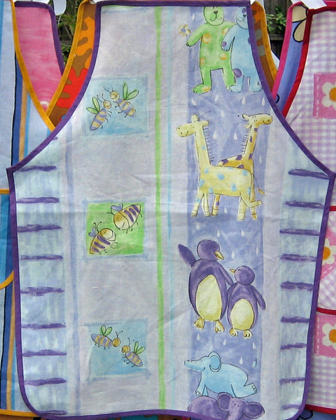 Toddler's Noah's Ark Lilac Personalised Apron with Pocket, Handmade, Ages 2 - 6 yrs