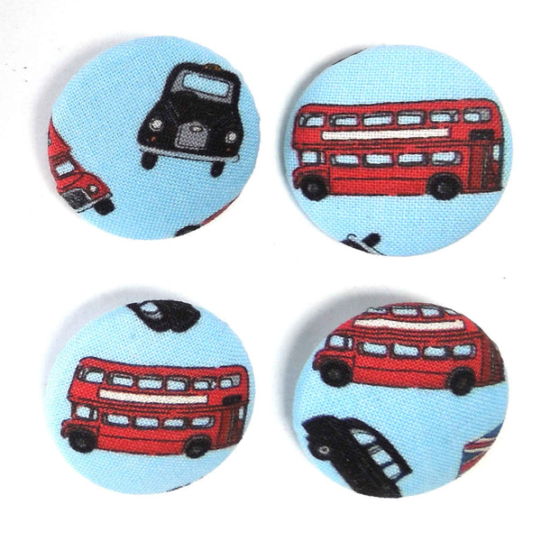 29mm Blue London Scatter Makower Fabric Covered Buttons - Handmade