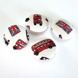 29mm White London Scatter Makower Fabric Covered Buttons - Handmade