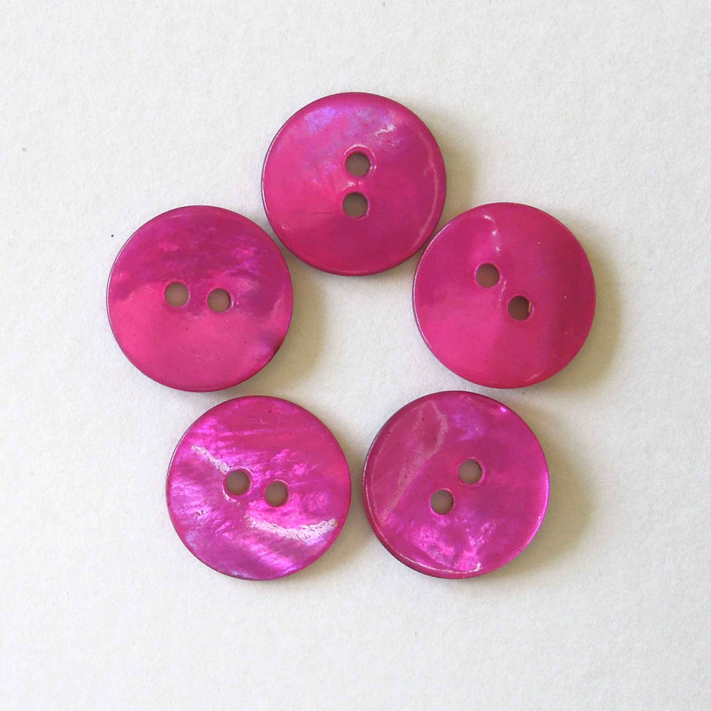 Shell Buttons Pink Bright Pink Agoya Shell Buttons - 15mm - 20mm – Fabric and Ribbon