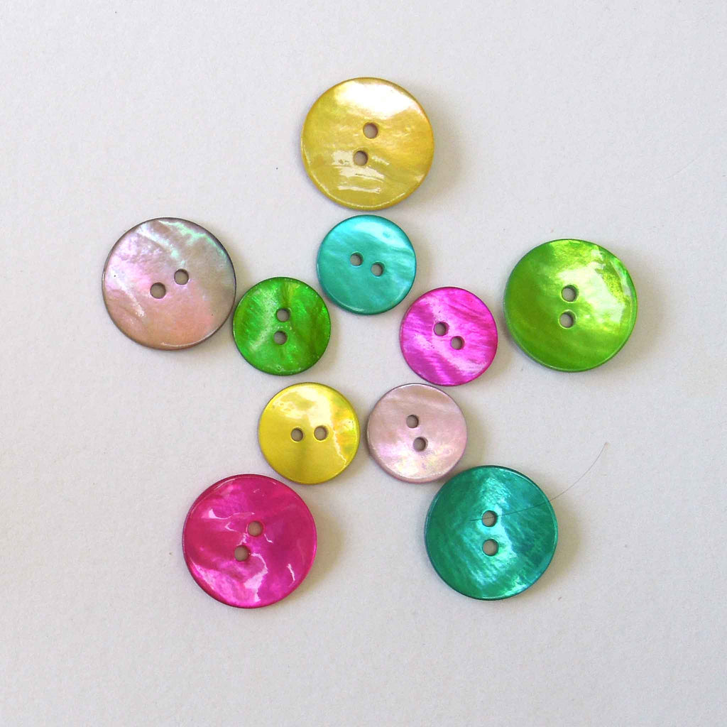 Turquoise Shell Buttons Turquoise Agoya Shell Buttons - 15mm - 20mm – Fabric and Ribbon