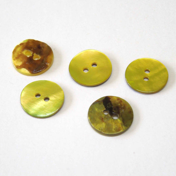 Yellow Agoya Shell Buttons 15mm - 20mm