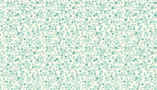 Turquoise Small Flower Fabric, by Makower 1905/T, Katie Jane Collection