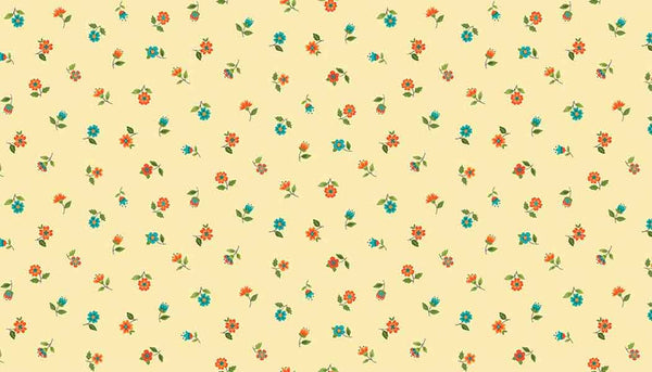 Cream Floral Scatter Fabric by Makower 2030/N, Bloom Collection