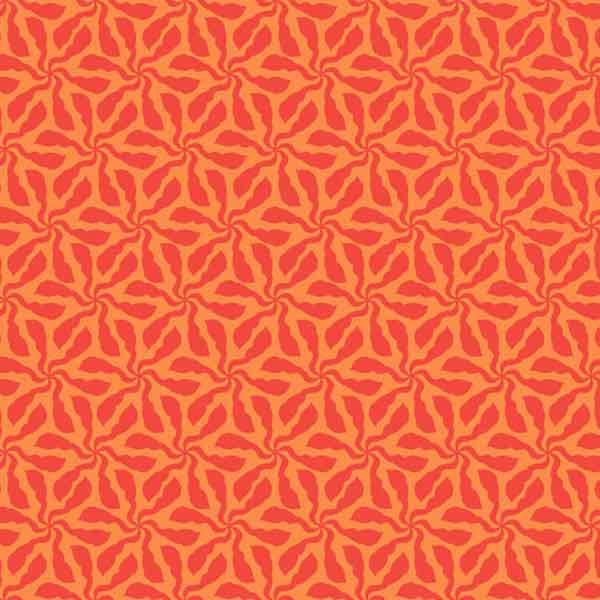 Swirly Whirly Orange Flower Cotton Fabric Makower 1928/N - Sundance Collection