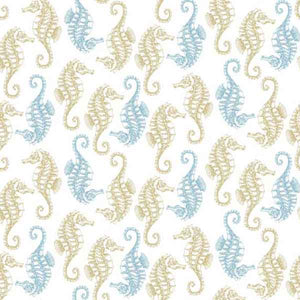 Blue Seahorse Cotton Fabric Makower 1995/1 - Beachcomber Collection