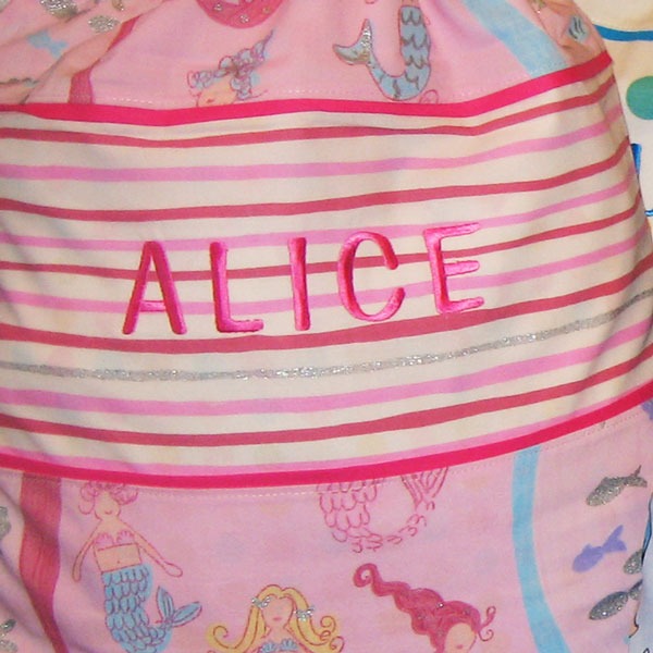 Pink Mermaid Personalised Reversible Toy Sack Handmade in Pure Cotton and Fully Lined