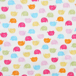 Little Elephants Cotton Poplin Fabric Multicoloured - Rose & Hubble