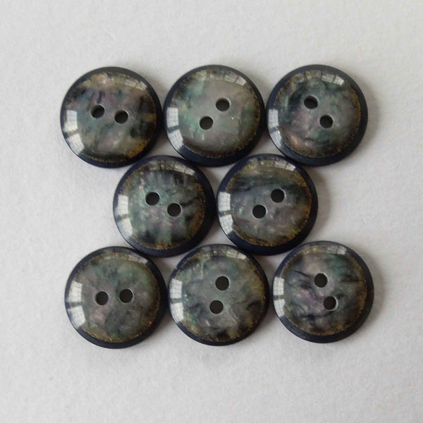 Black Round Pearlescent Buttons - 15mm - 25mm