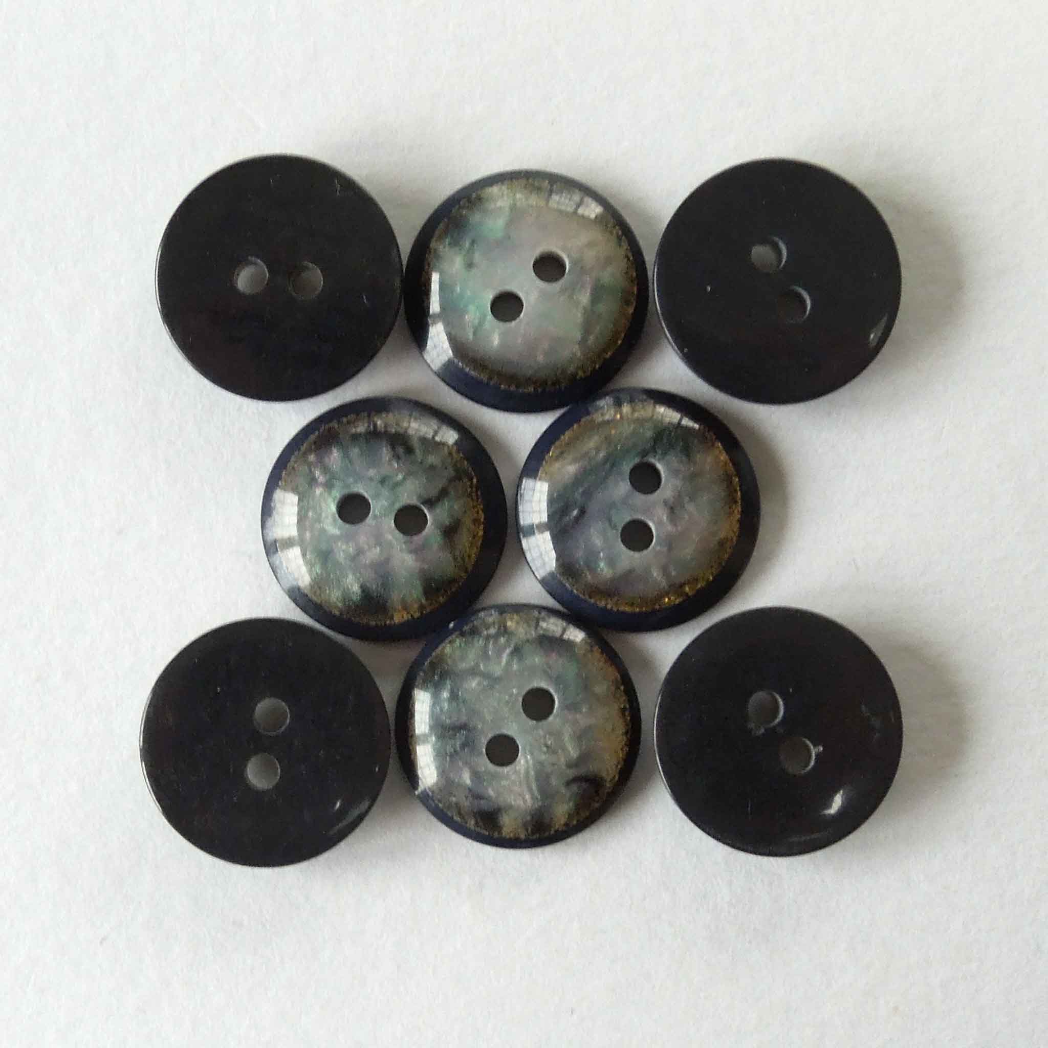 Black Round Pearlescent Buttons - 15mm - 25mm