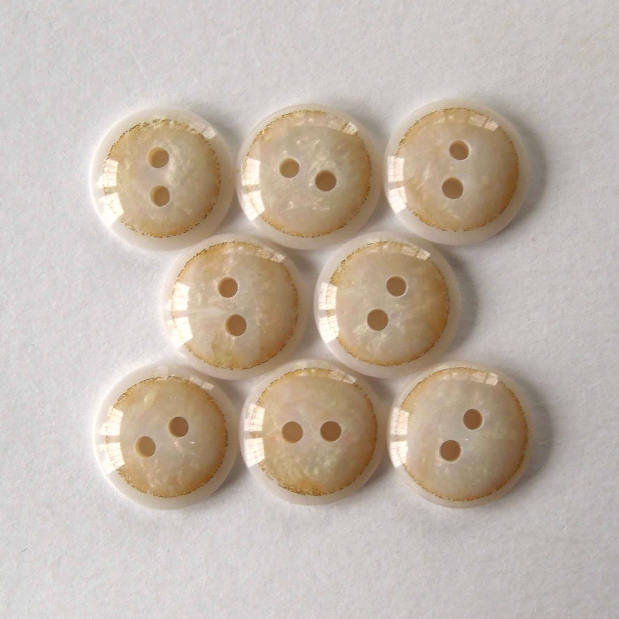 White Round Pearlescent Buttons - 15mm - 25mm