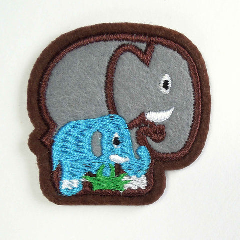Elephant and Baby Motif Iron or Sew On - Trimits