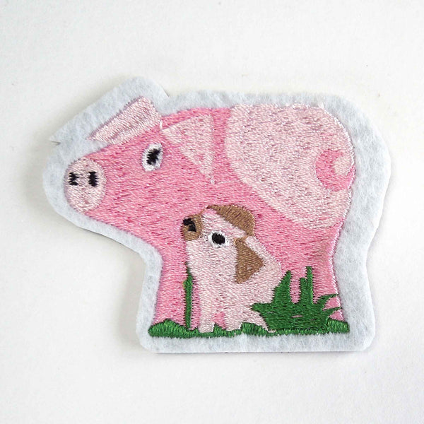 Pig and Piglet Motif Iron or Sew On - Trimits