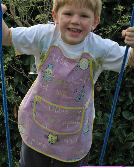 Toddler's Lilac Nursery Rhymes Personalised Apron with Pocket, Handmade, Ages 2 - 6 yrs
