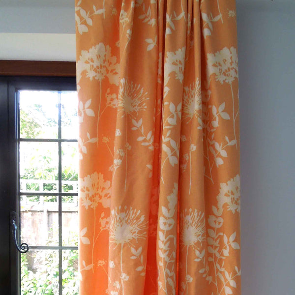 Orange Meadow Flower Cotton Furnishing Fabric by Prestigious Textiles