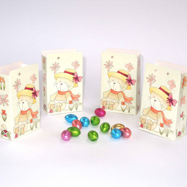 Treat Gift Bags. Bunny Rabbit Reusable Card Pack 4, Easter Bags, 2 of Each Design