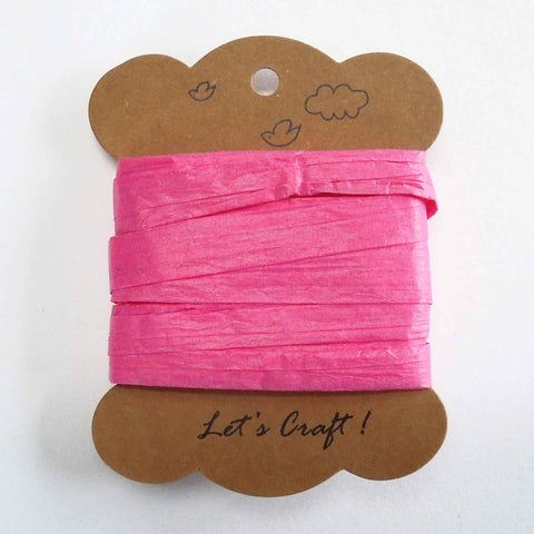 15mm Craft Raffia Paper Ribbon Bright Pink - 5 Metres