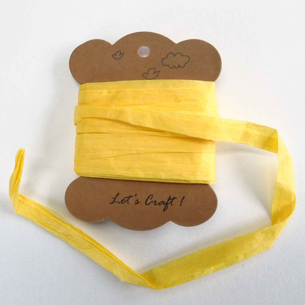 15mm Craft Raffia Paper Ribbon Yellow - 5 Metres