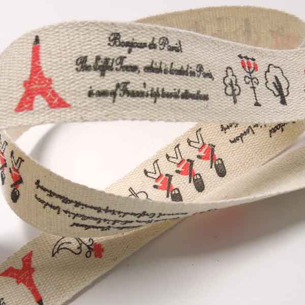 20mm Hello London Bonjour Paris Cotton Ribbon